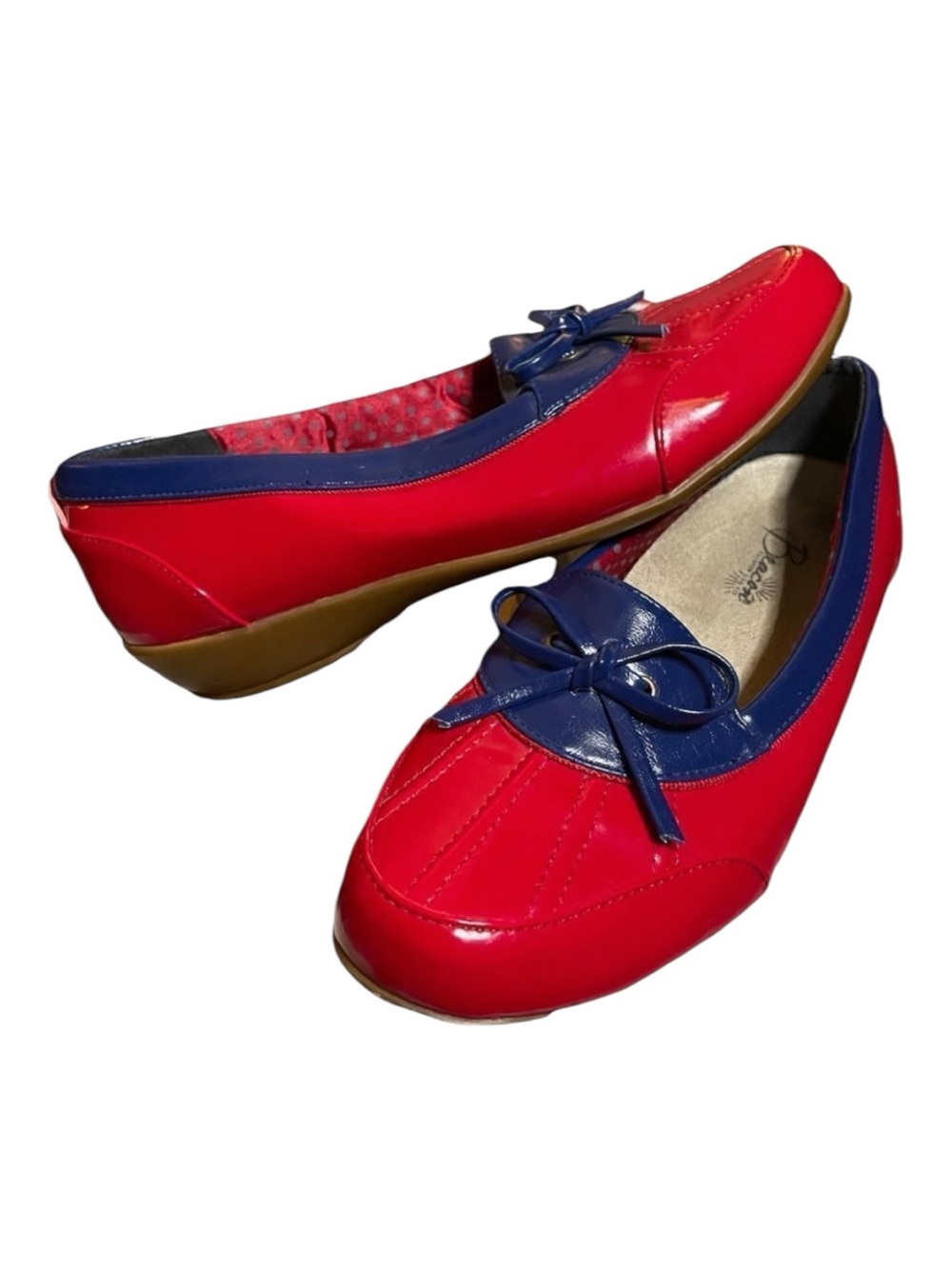 Beacon Misty Duck Rainy Rubber Slide Flats Red Blue Waterproof Loafers Women 8.5